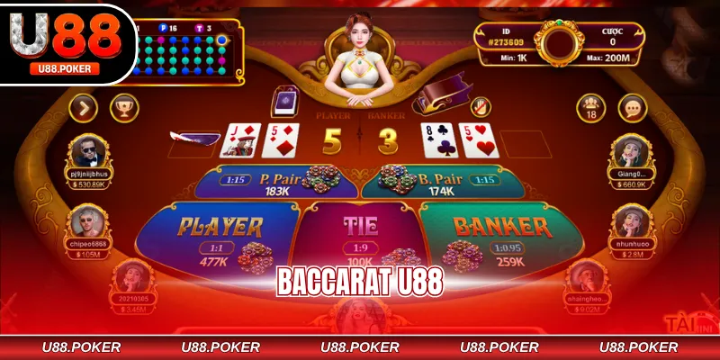 Baccarat U88 – Tựa Game Casino Hoàn Tiền Cực Ưu Đãi Baccarat U88